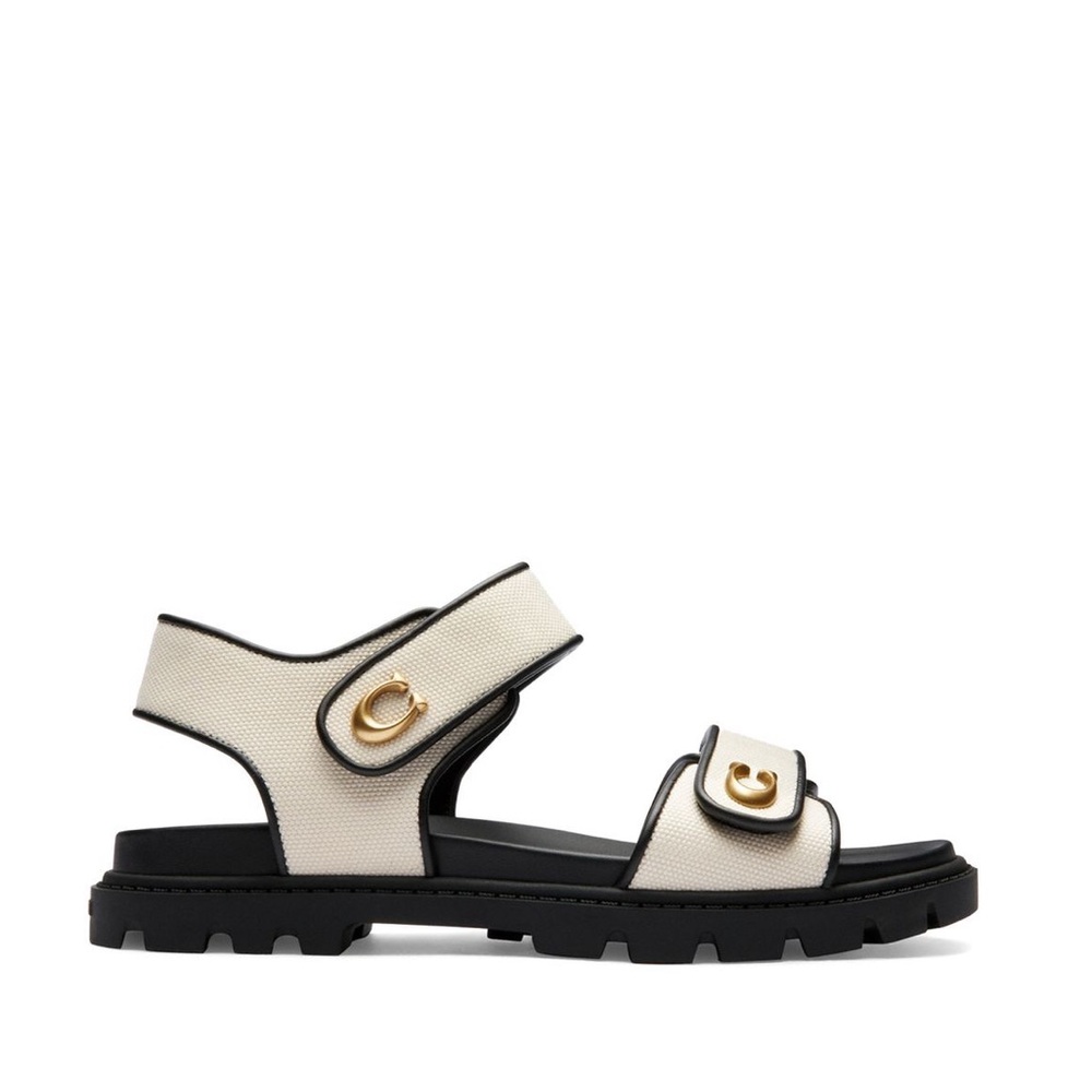 Coach Brynn Black and Cream Sandals